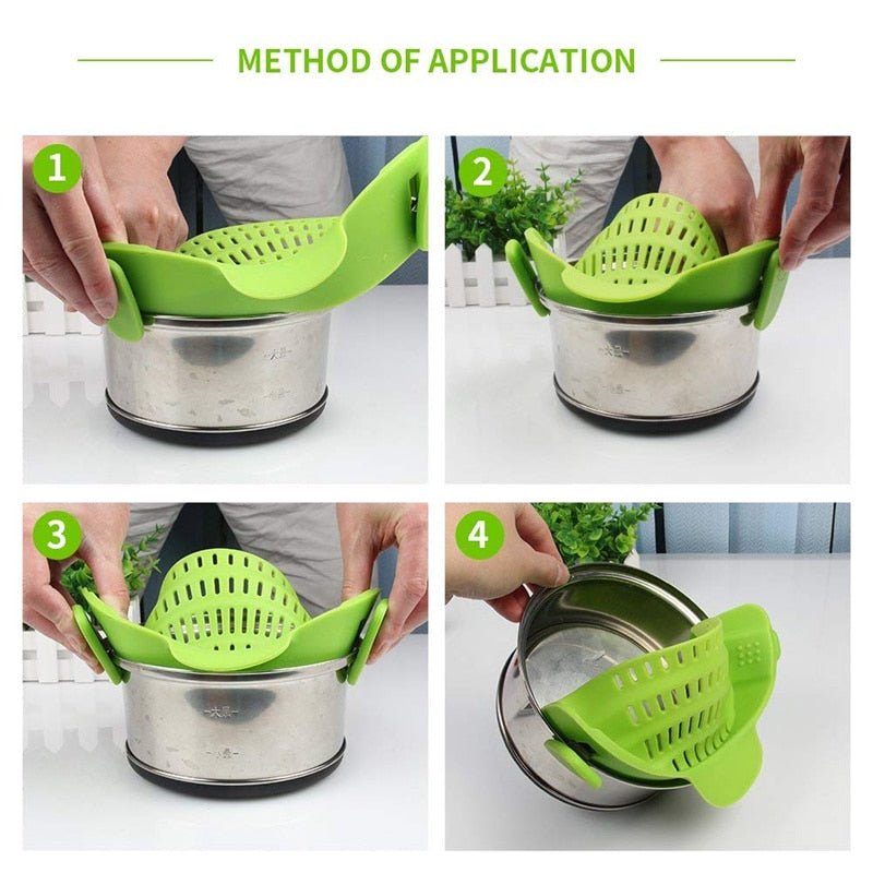 Universal Silicone Clip-on Pot Strainer - GeniePanda